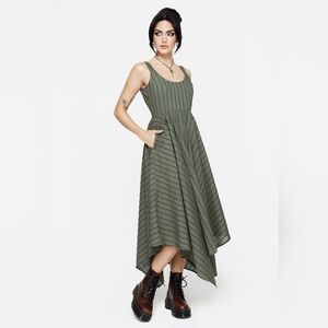 Disturbia Blythe Cotton Handkerchief Hem Midaxi Dress - Green Size 10
